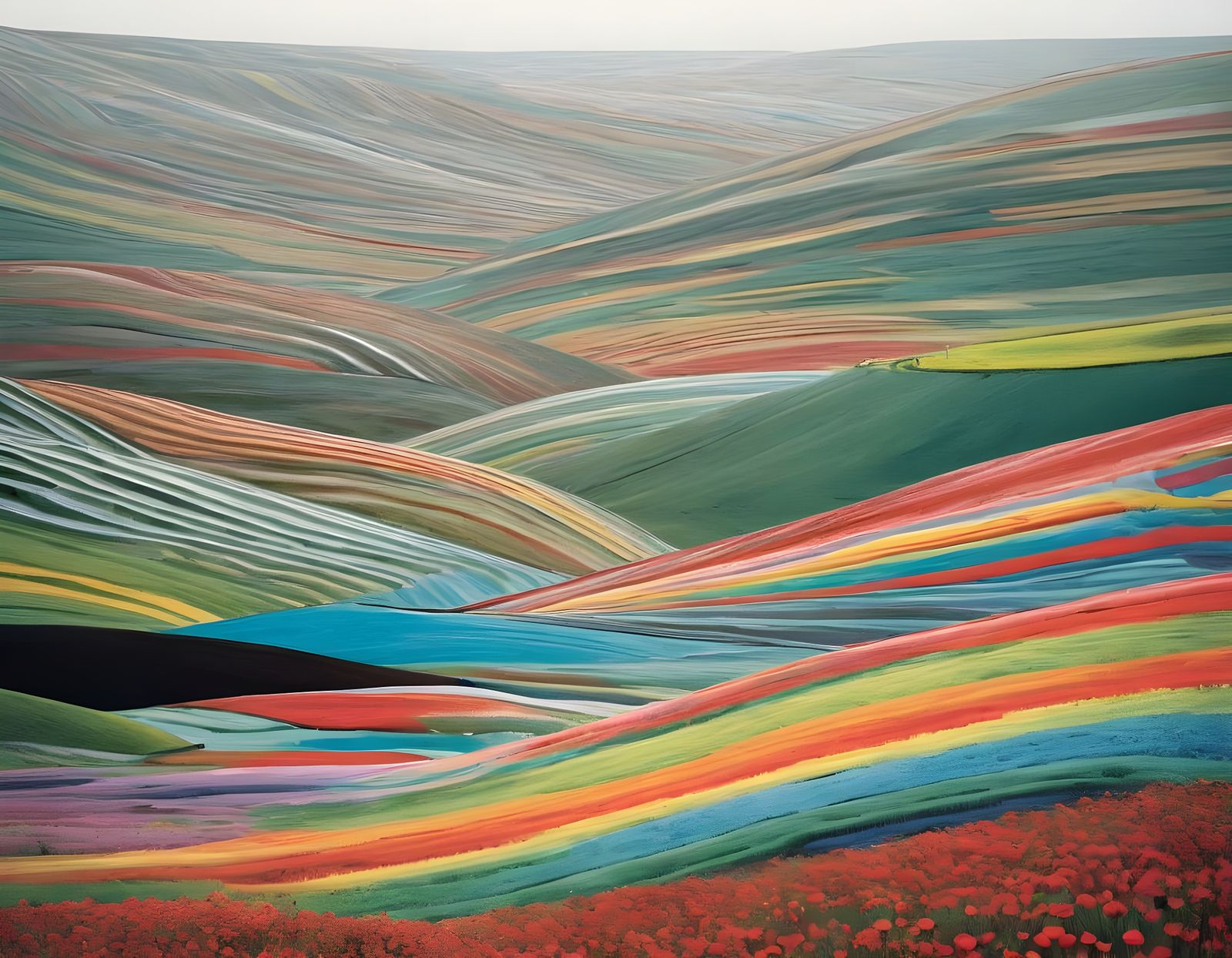 Vibrant Geometric Landscapes in Abstract Art Style