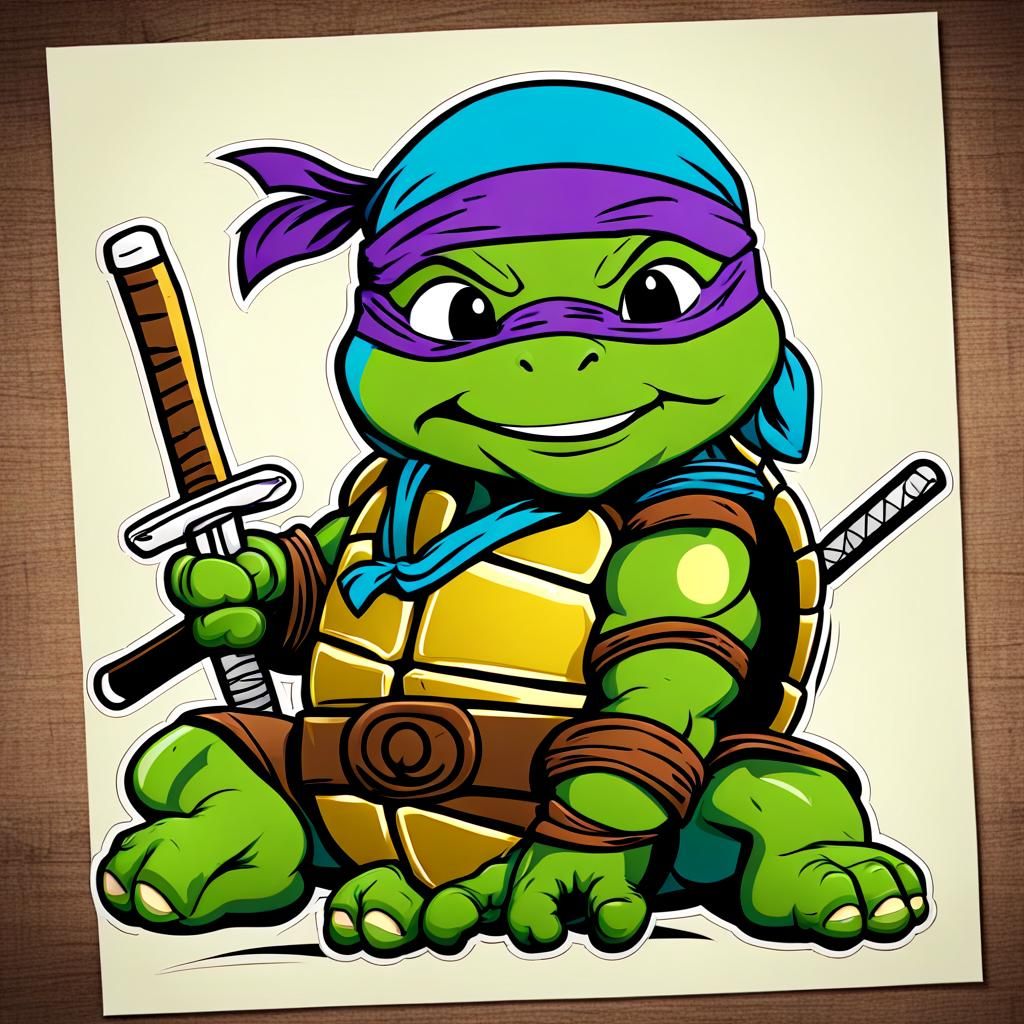 Cute Baby Ninja Turtles Cartoon Illustration
