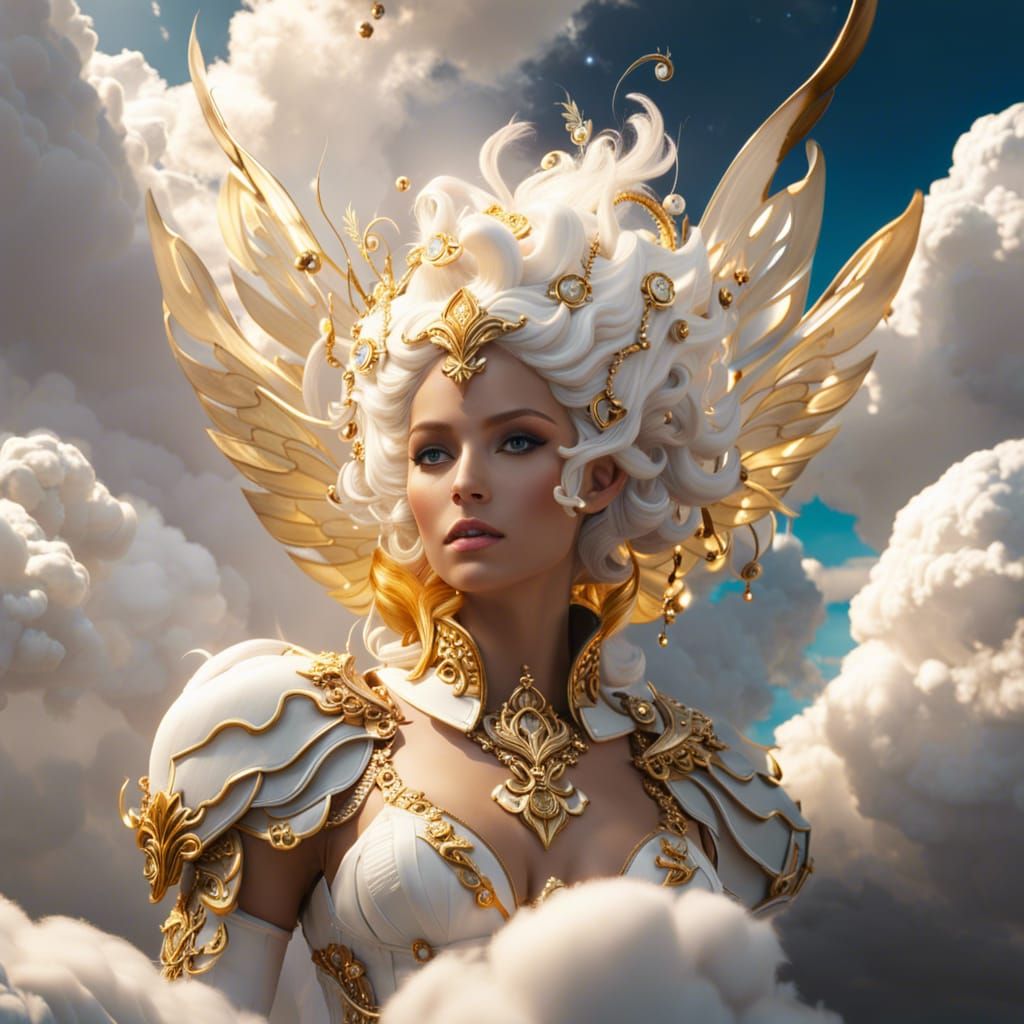 Golden Cloud Fairy: Detailed Fantasy Art