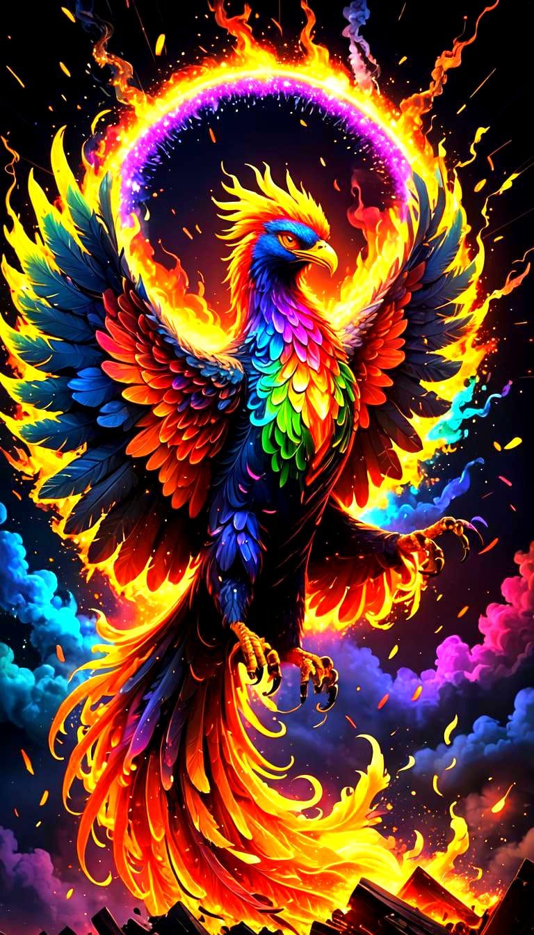 Lisa Frank Style Phoenix Rising