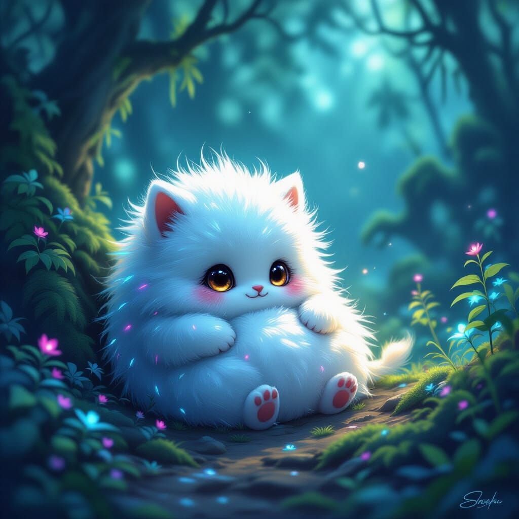 Bioluminescent Alien Creature in Mystical Landscape