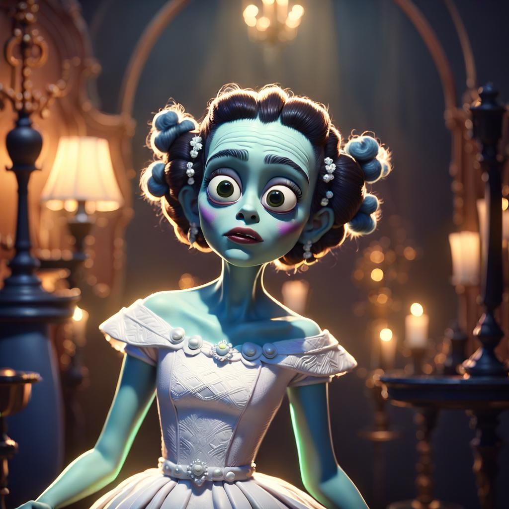 Bride of Frankenstein as Cute Pixar 3D Character