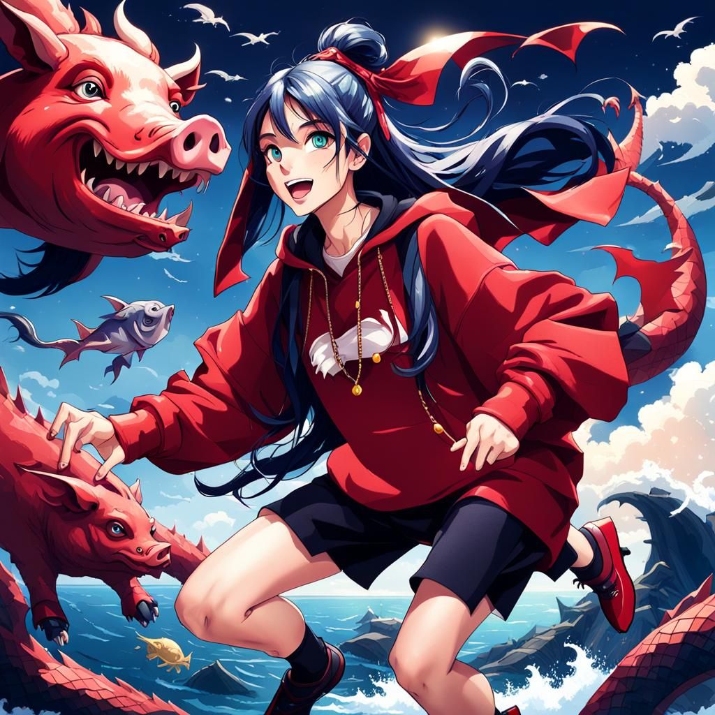 Girl on Dragon Portrait, Professional Photography Style