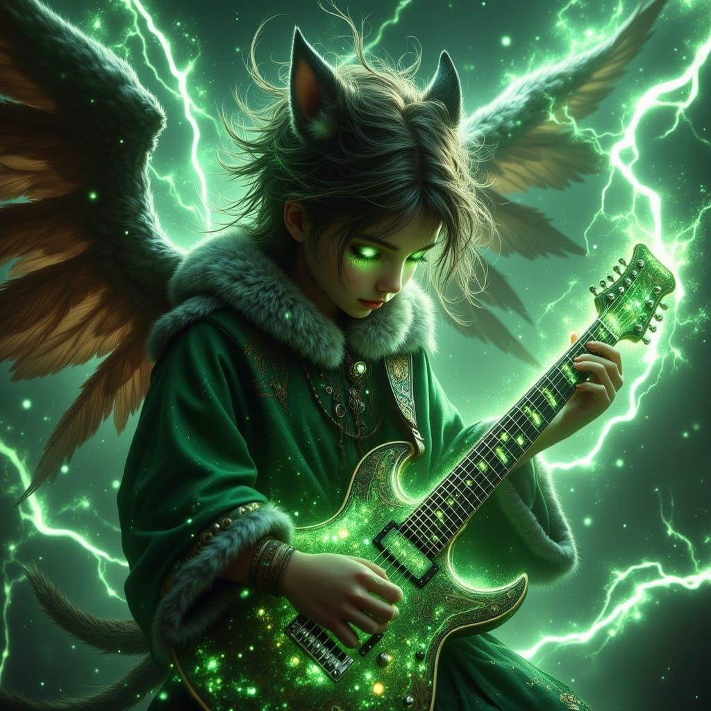 Teenage Nephilim Wolf Boy Plays Guitar Amidst Magic