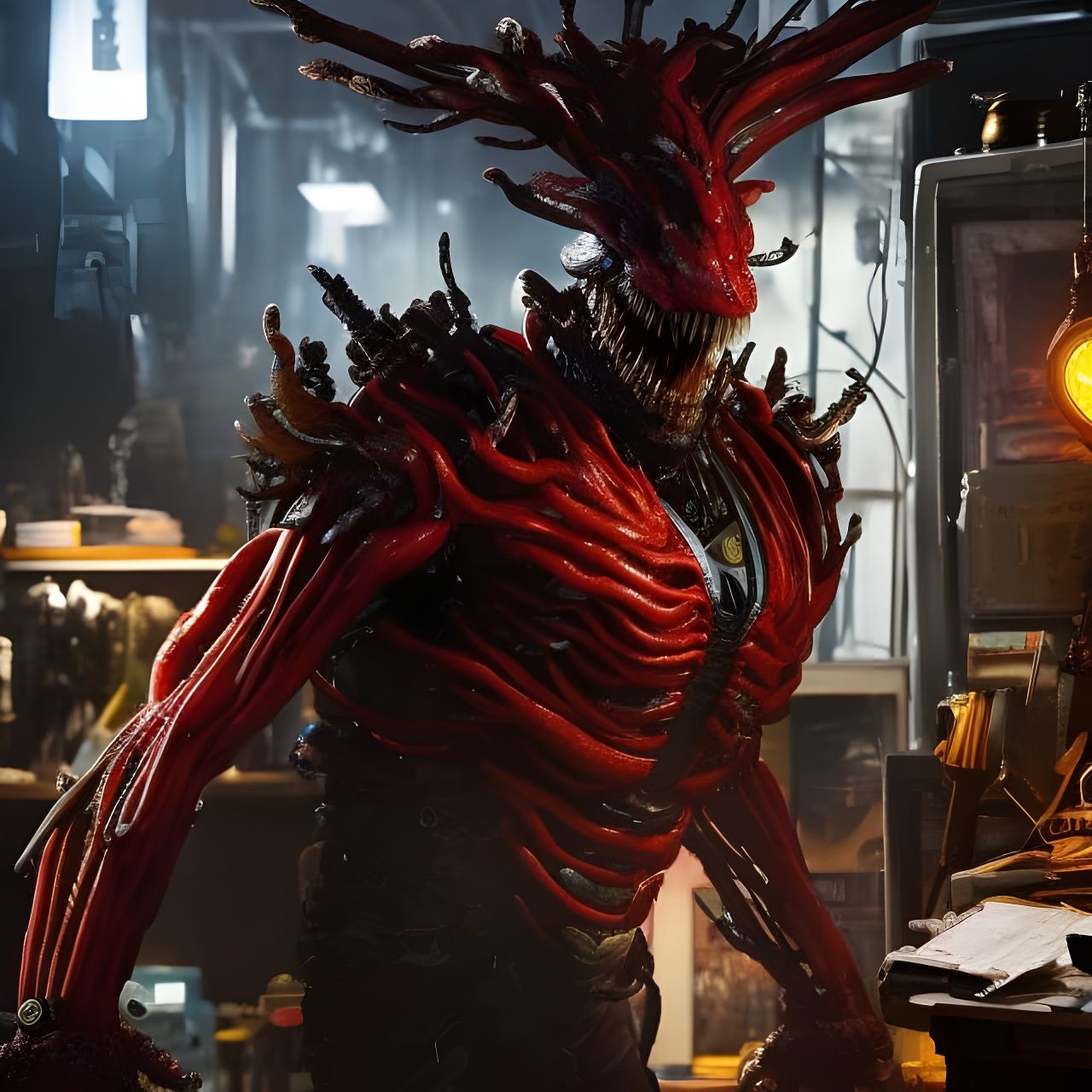 Venom Carnage Ironman Portrait in Photorealism Style