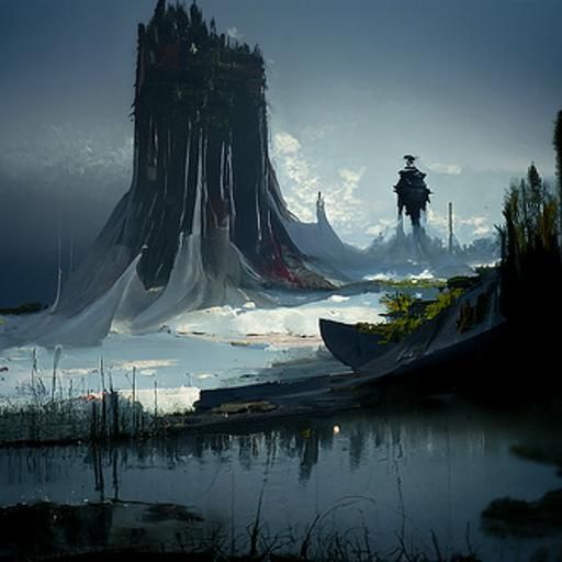 Sinister Floating Islands in Fantasy Style