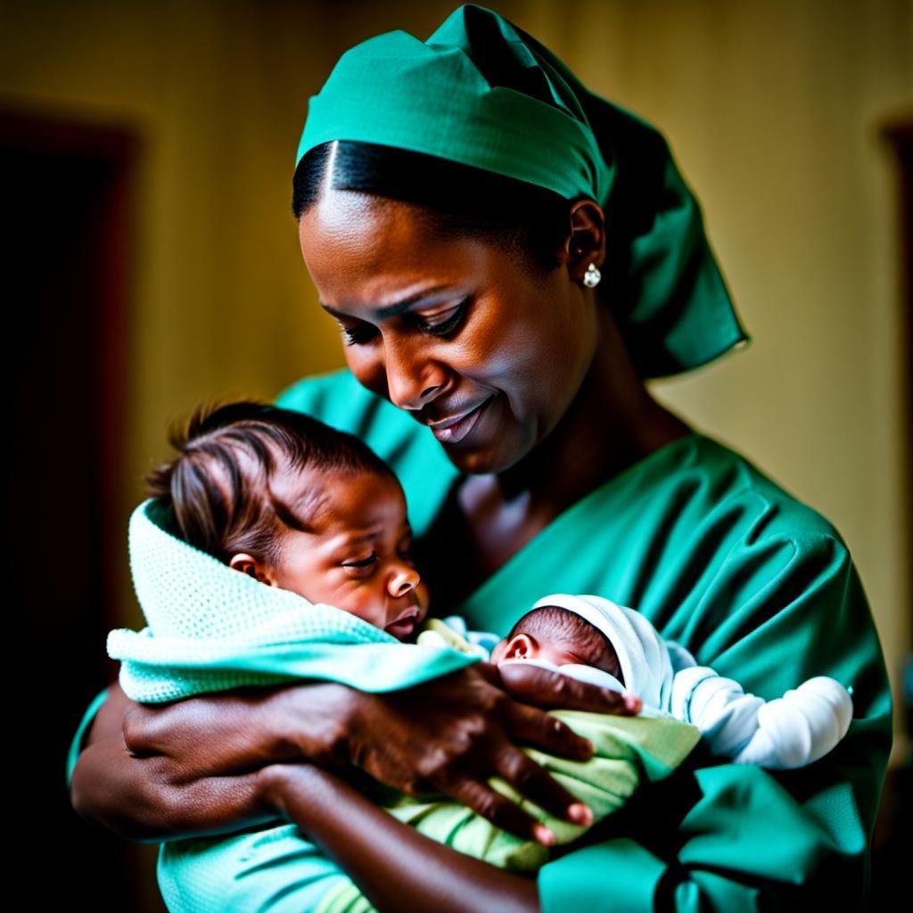 Midwife Holding Newborn Baby with Care