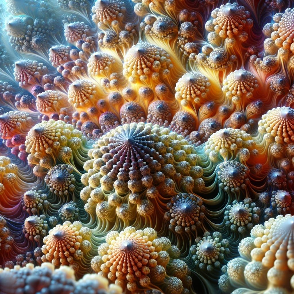 Fractals of Radiolaria in Art Nouveau-Inspired Aesthetic