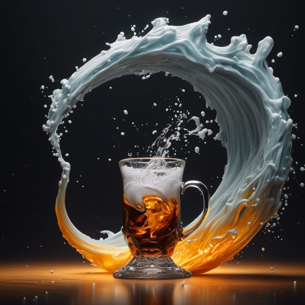 Effervescent Drink Swirling Into Crystal Tankard