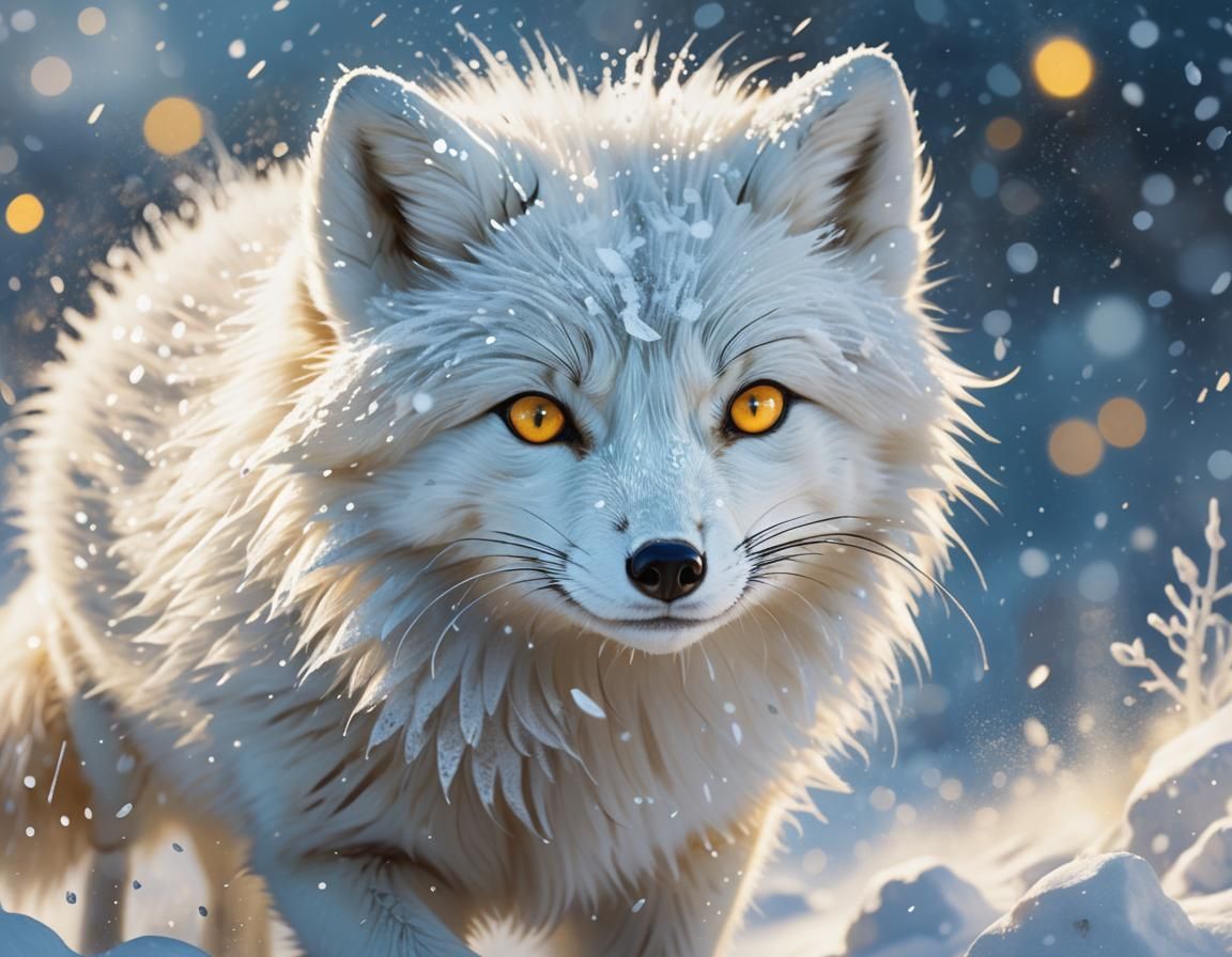 Arctic Fox in Snowstorm, Loish Style Concept Art