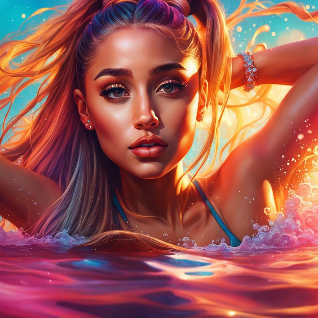 Hyperrealistic Bikini Portrait with Splash Art Effects