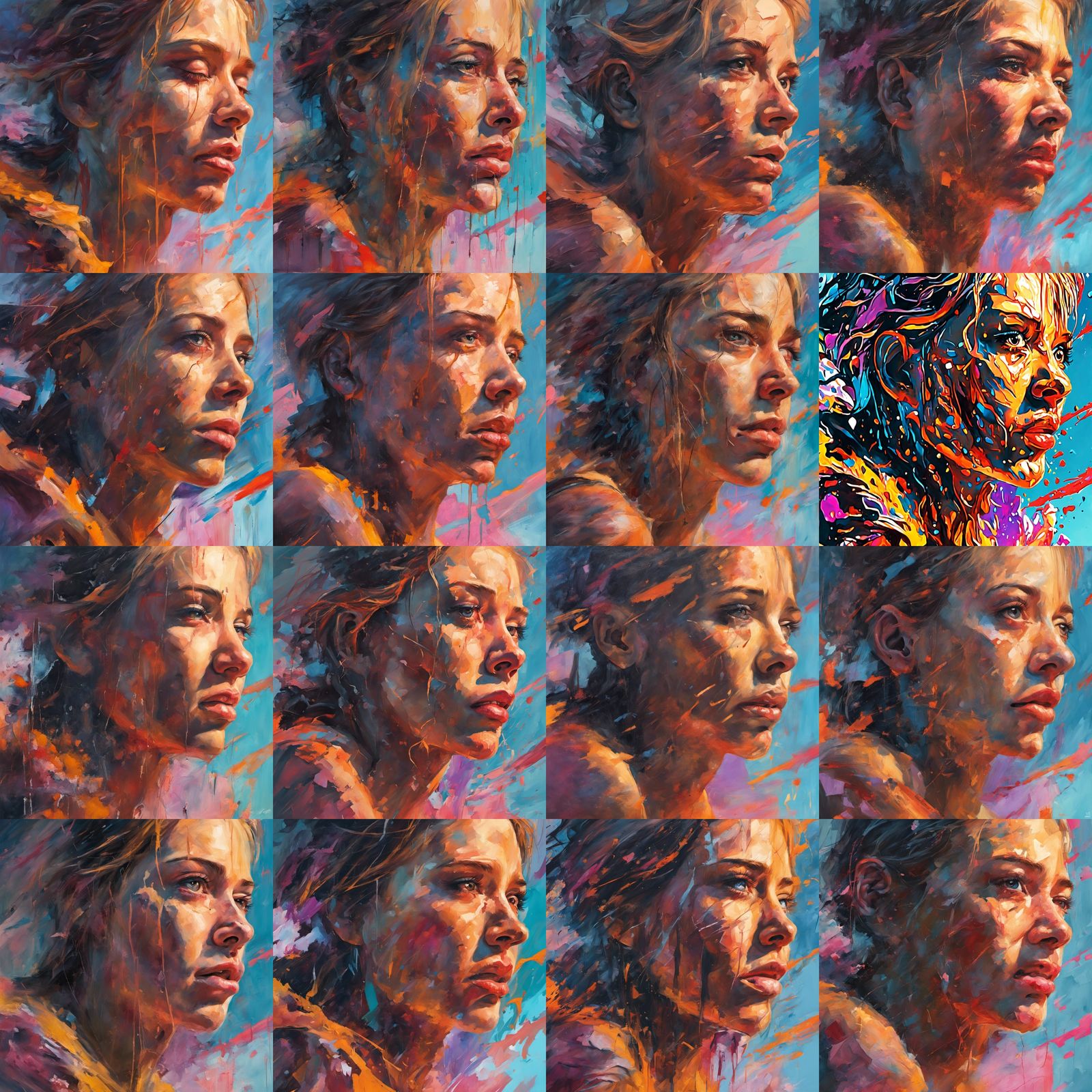 Expressive Portrait of a Face in Tears