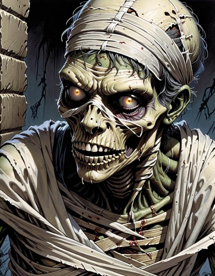 Zombified Mummy Horror Comic Book Cover