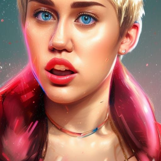 Miley Cyrus Portrait in Hyperdetailed Style