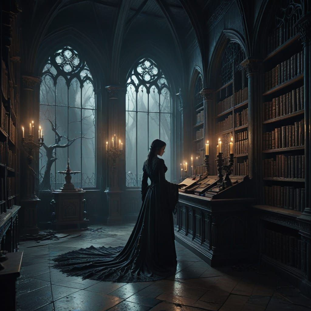 Spectral Librarian in Gothic Library
