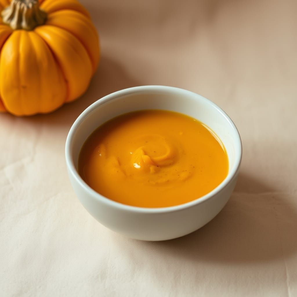 Pumpkin Sweet Potato Soup: Minimalist Still Life