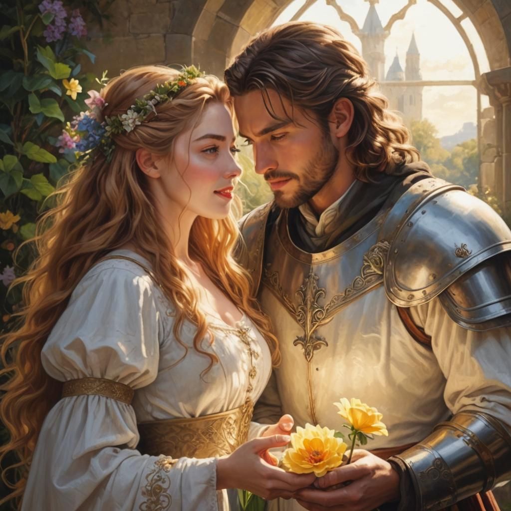 Medieval Fantasy Couple in Picturesque Village
