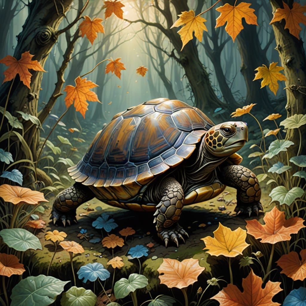 Dans une forêt mystique remplie de champignons géants