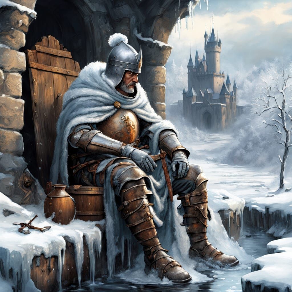 Winter's Solace: A Weary Knight's Rest