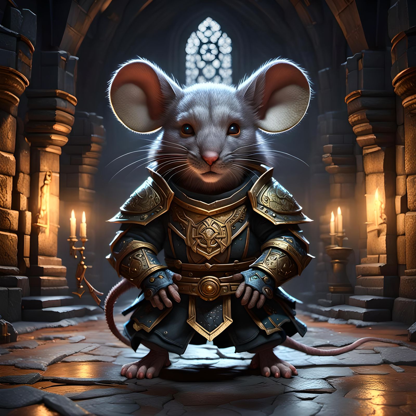 Mouse Paladin in Dark Castle: Fantasy Concept Art