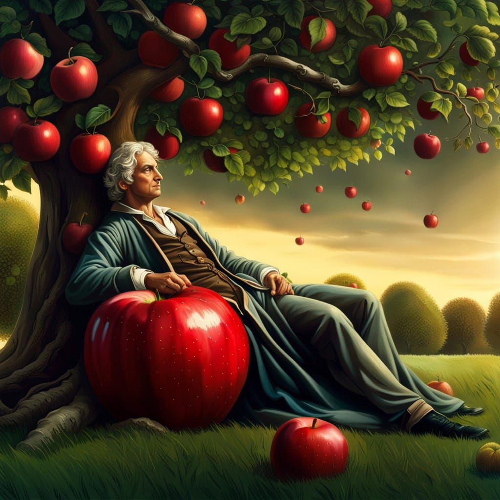 Recovering from the concussion from the apple Isaac Newton realises the gravity of the situation