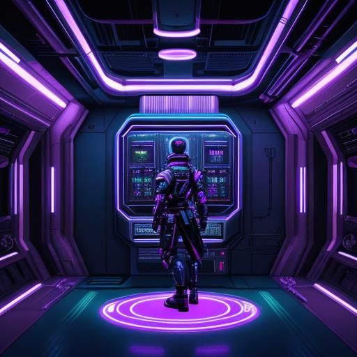 Alien Pirate on Spaceship Bridge in Low-Poly Art