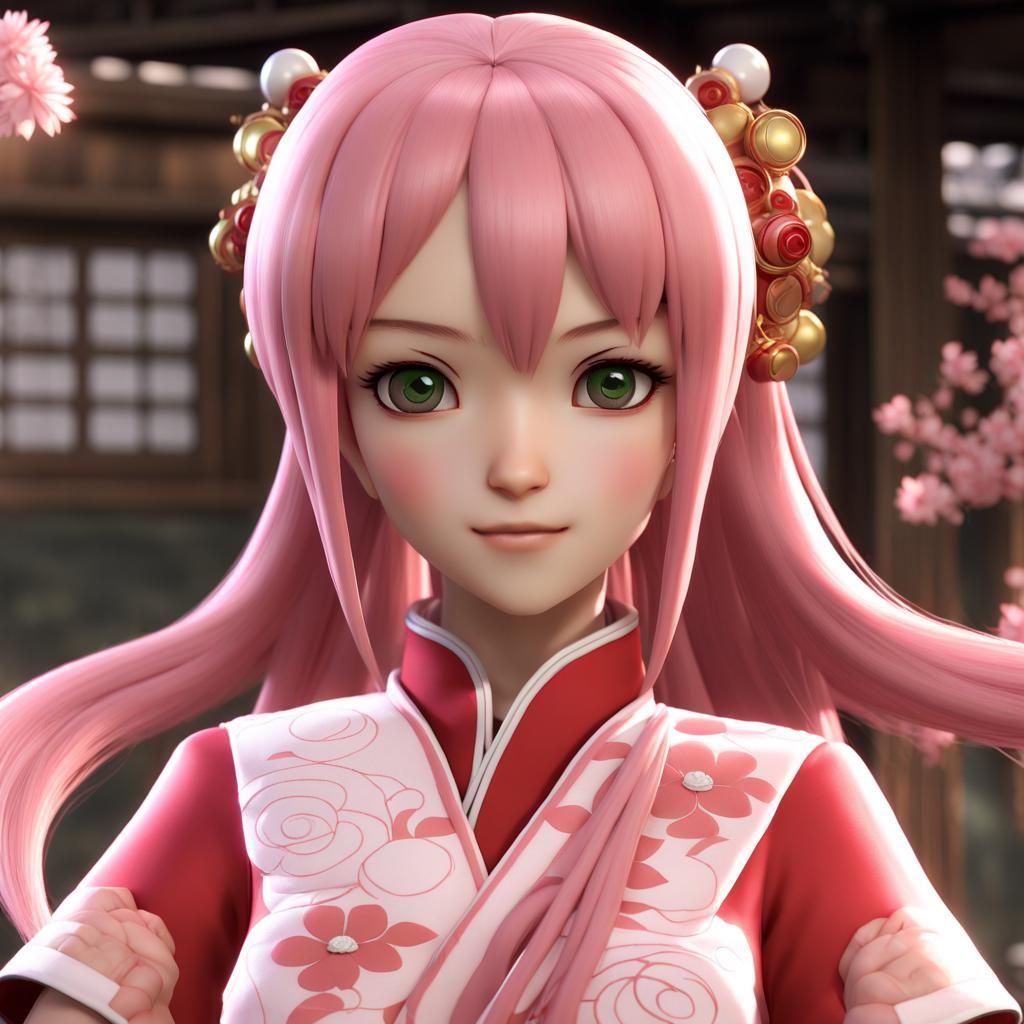 Sakura Haruno in 3D Game Cinematic Style