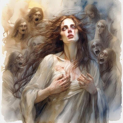 Silhouette in Fiery Abstract Landscape