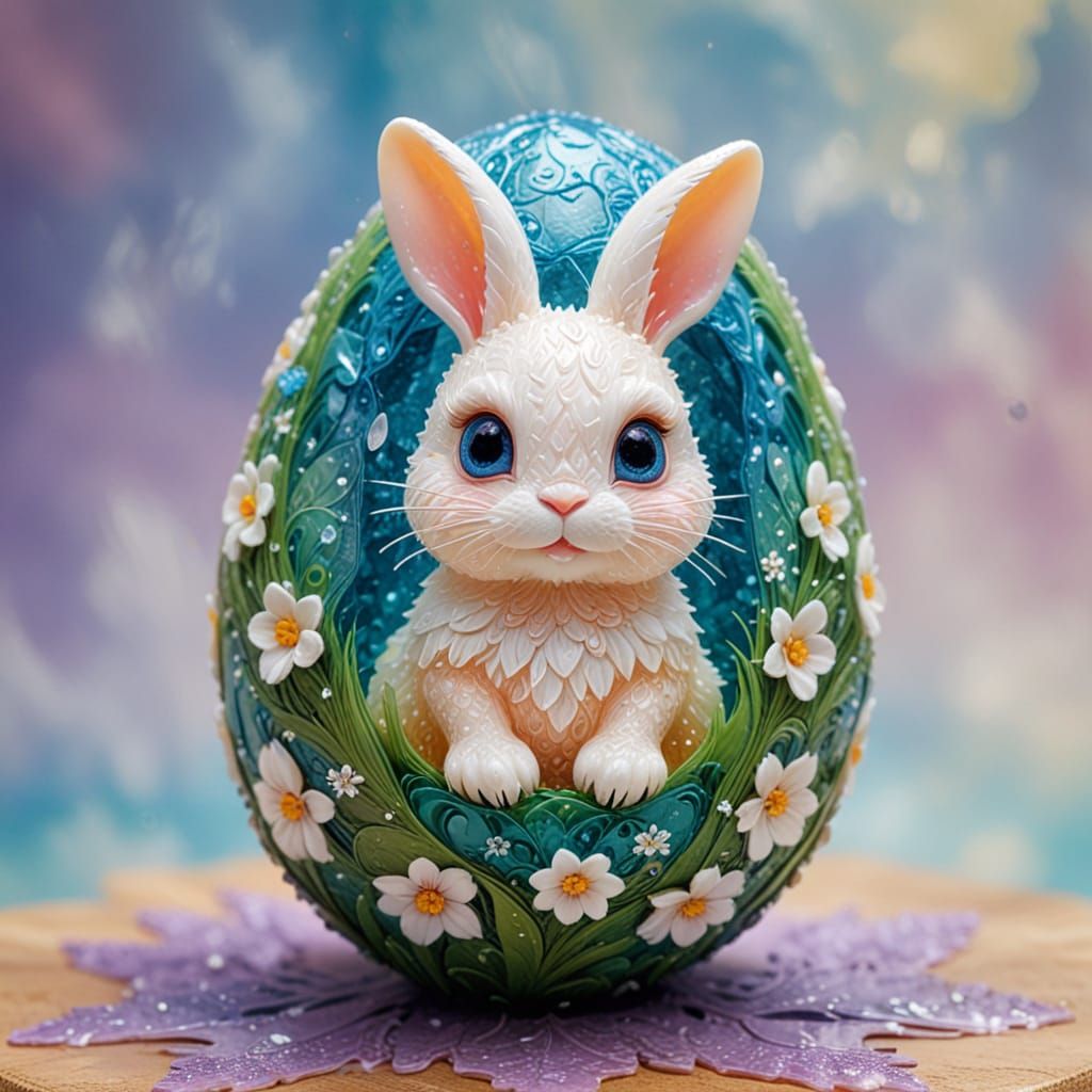 Vibrant Easter Egg in Whimsical Impasto Style