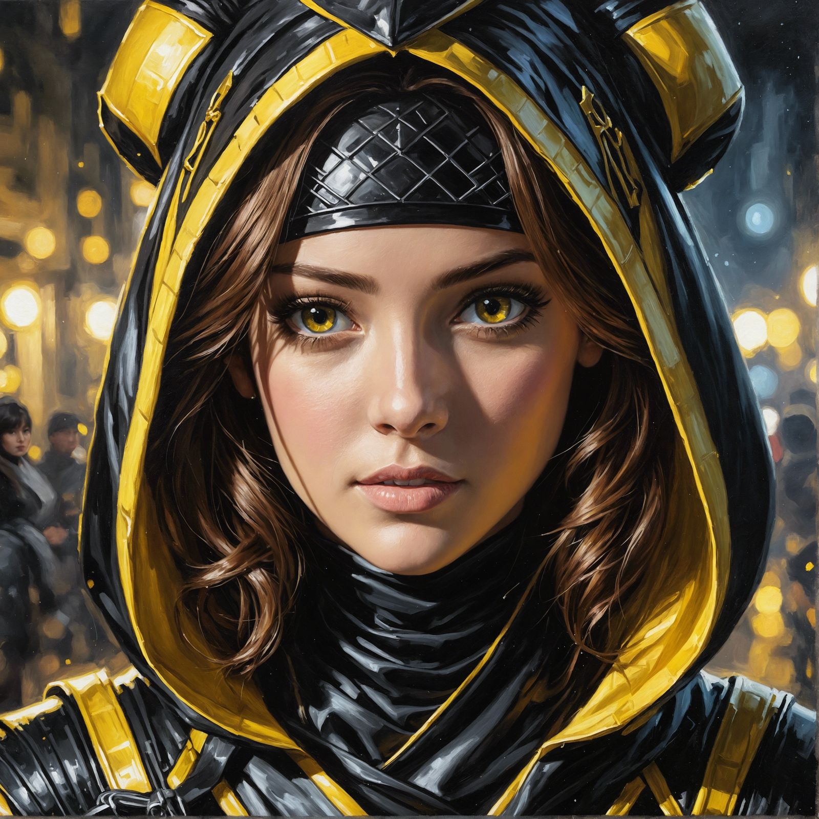 Princess as Ninja in Oil Painting at Night