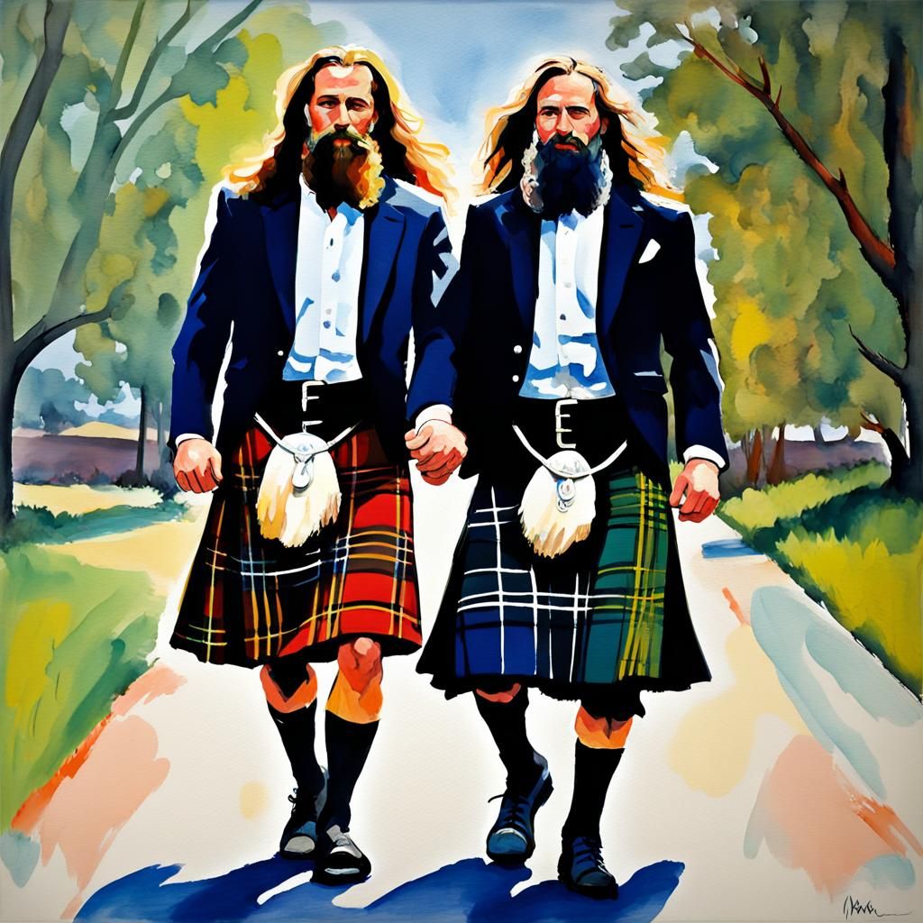 Two Men in Kilts: Pop Art Impression