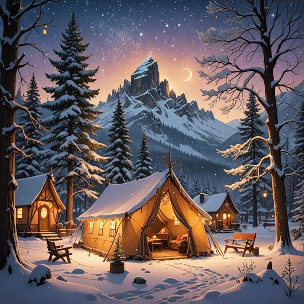 Winter Wonderland in Tim Burton's Whimsical Style