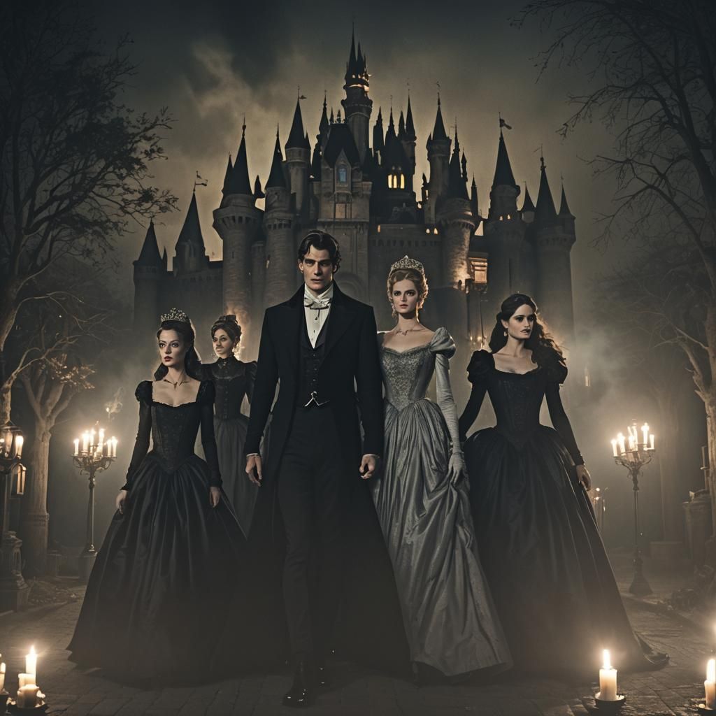 Gothic Cinderella Film Still in Victorian Style