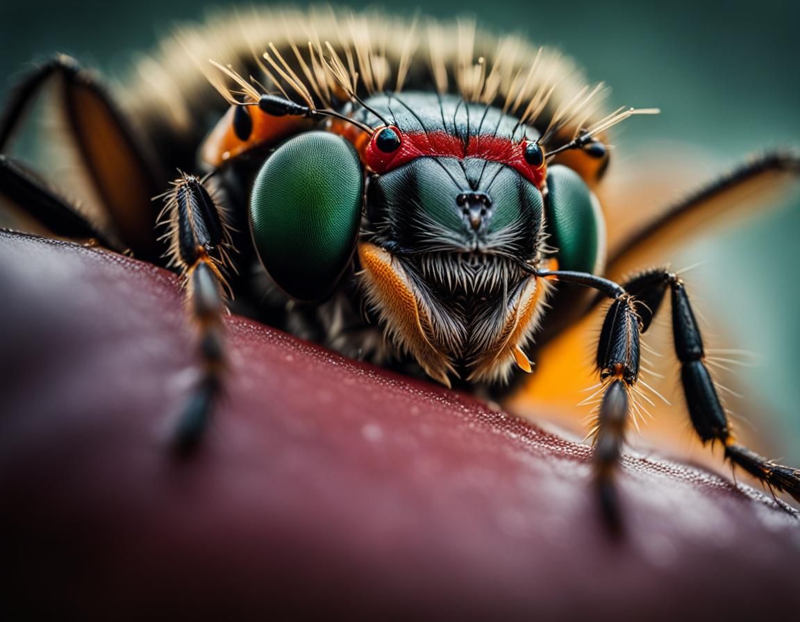 Insect Head with Sharp Teeth: Macro Portrait