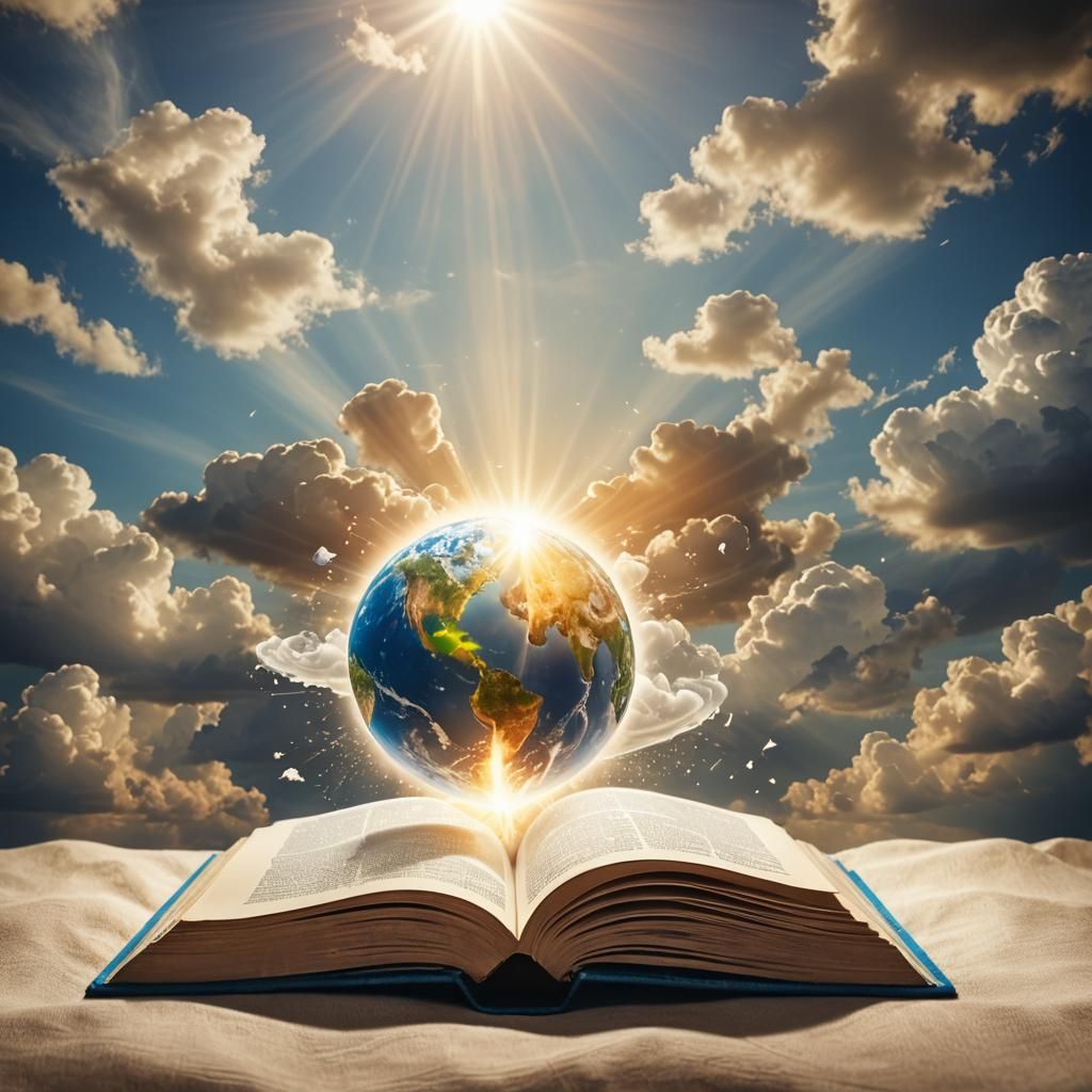 Earth Emerges from Book in Divine Light