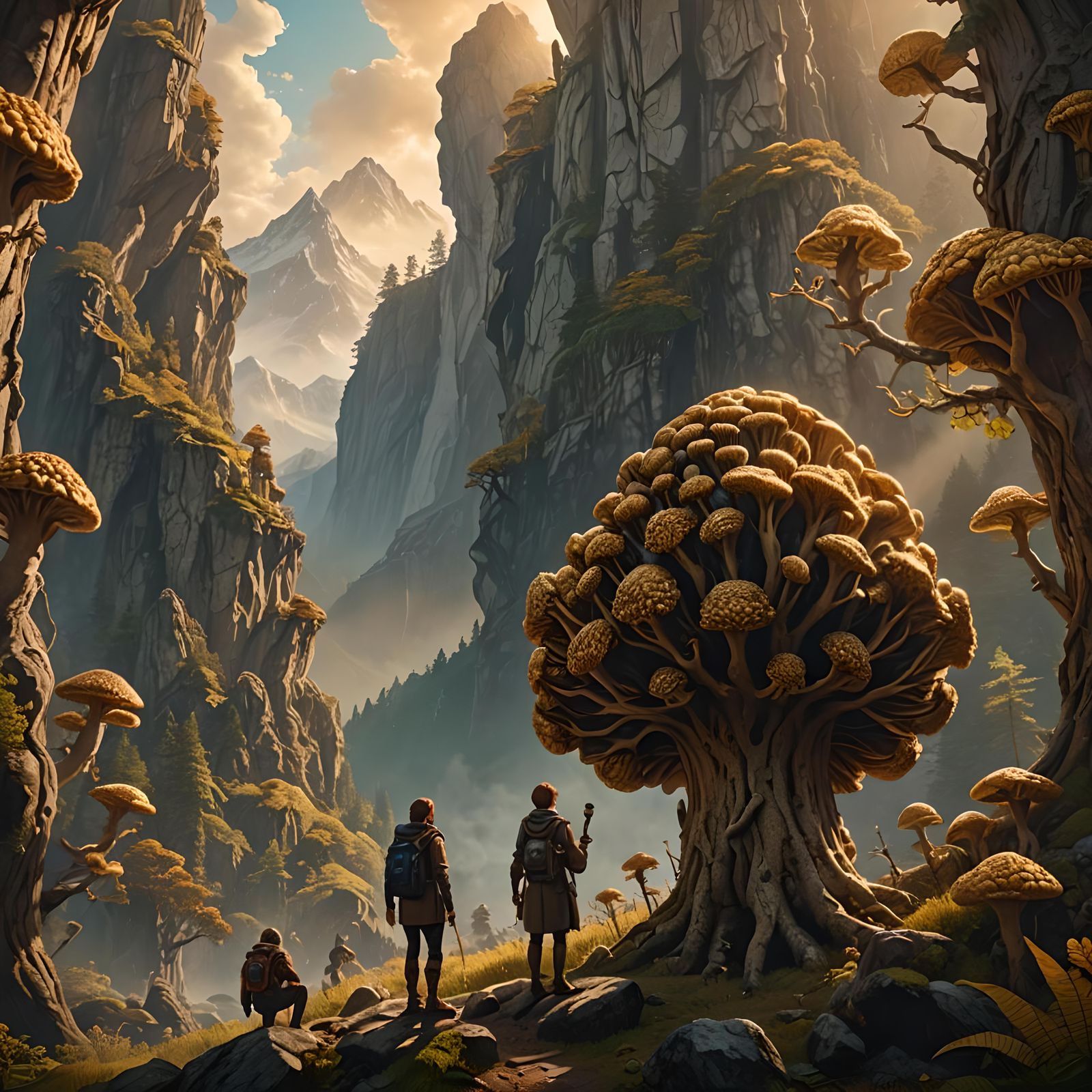 Epic Mushroom Valley: Detailed Matte Painting
