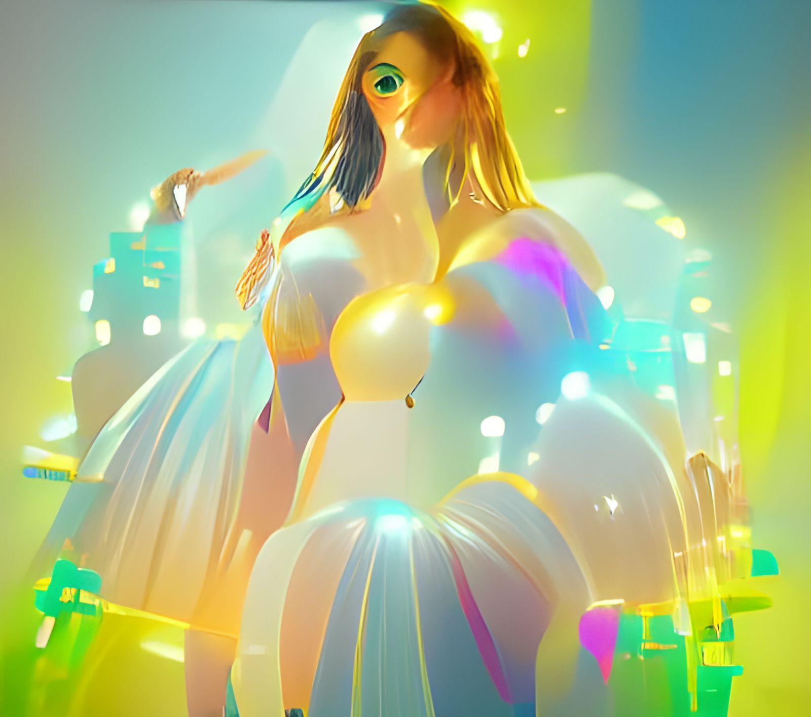 Glowing Ballroom in New York, Digital Illustration