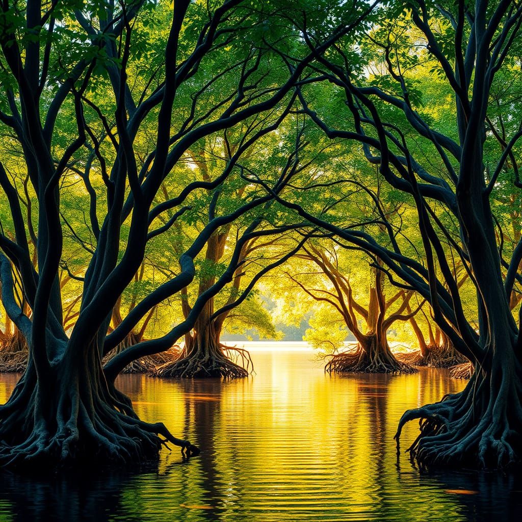 Mangrove Forest Cathedral in Golden Light