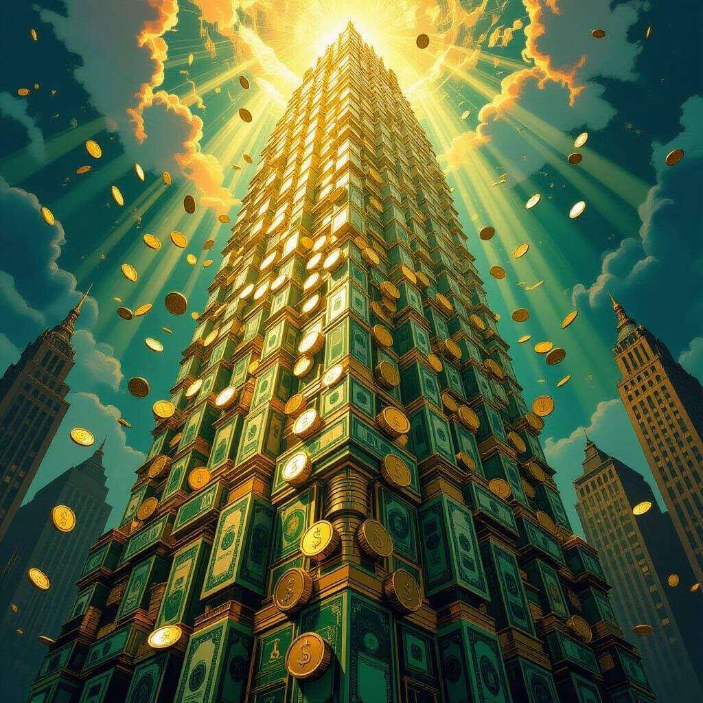 Skyscraper of Money: Opulent Financial Edifice in Art Deco S...