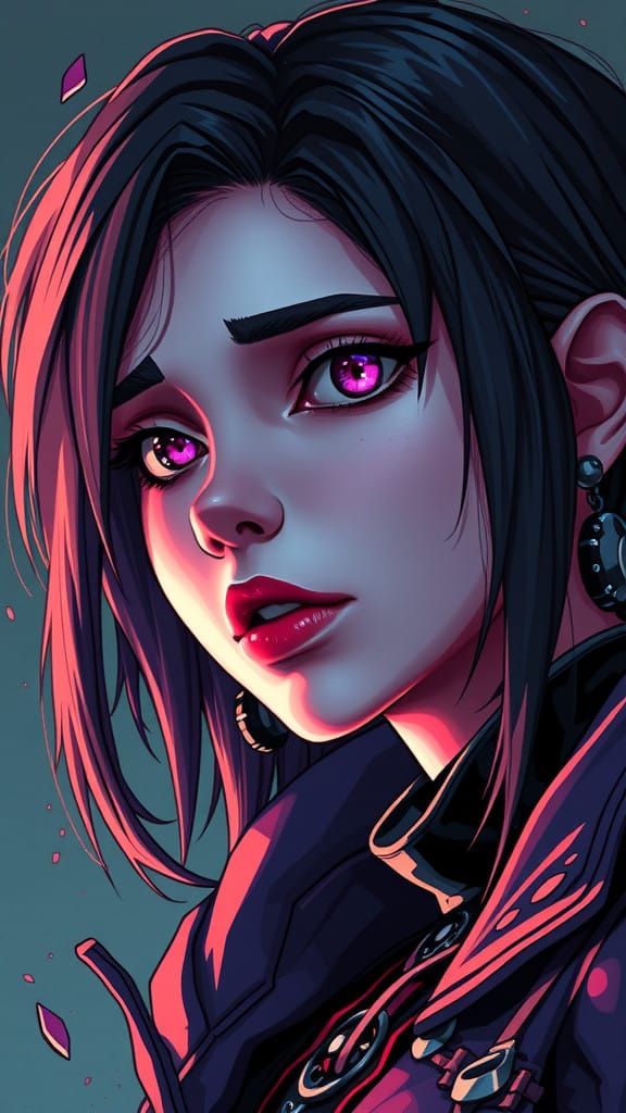 Ethereal Goth Portrait in Vibrant Triadic Colors