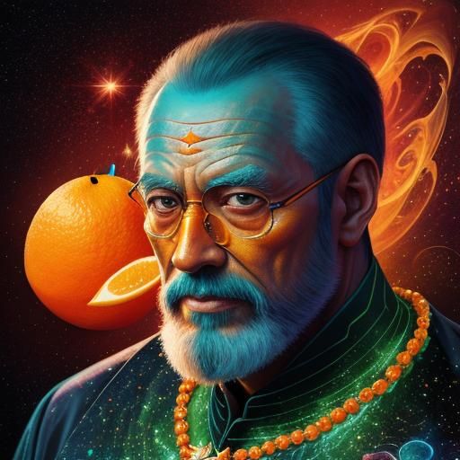 Mandarin Orange Man: Holographic Astral Illustration