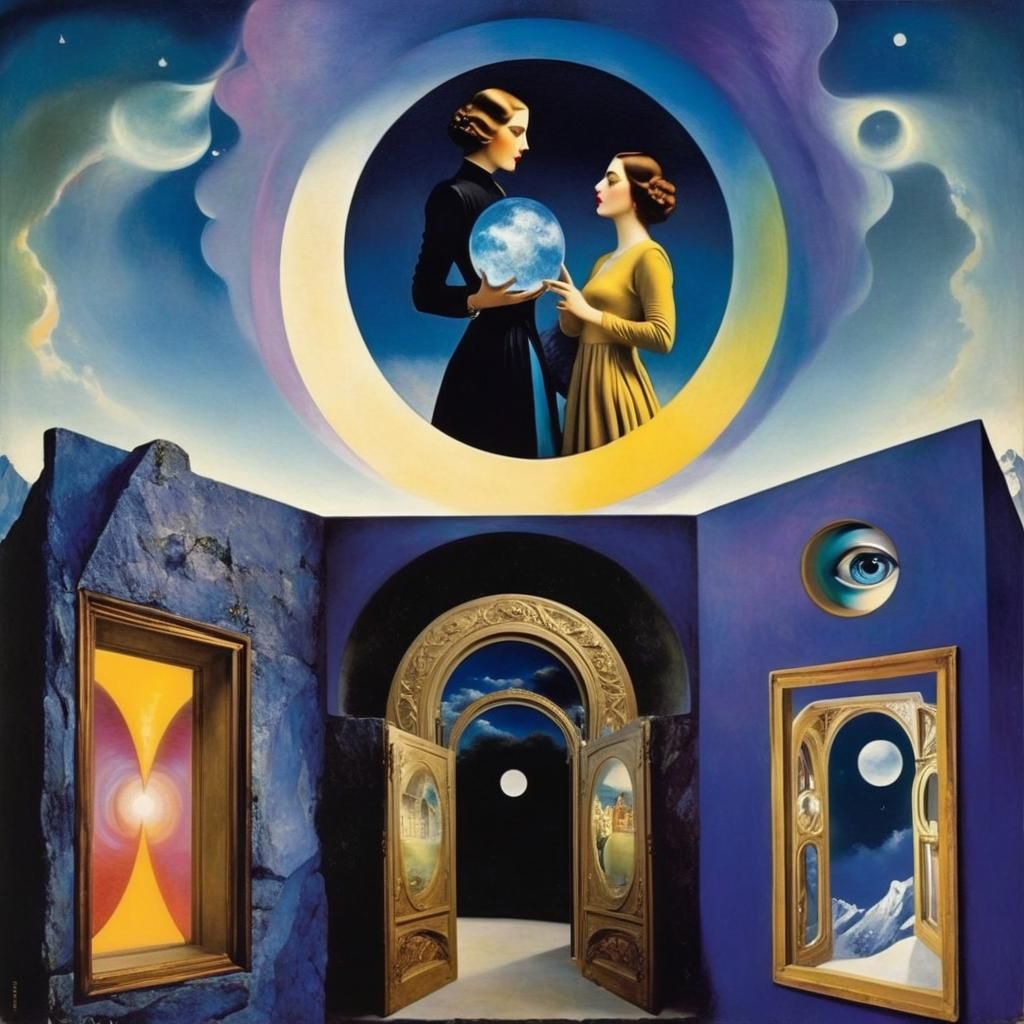 Surreal Double Exposure Optical Illusion with Magical Portal...