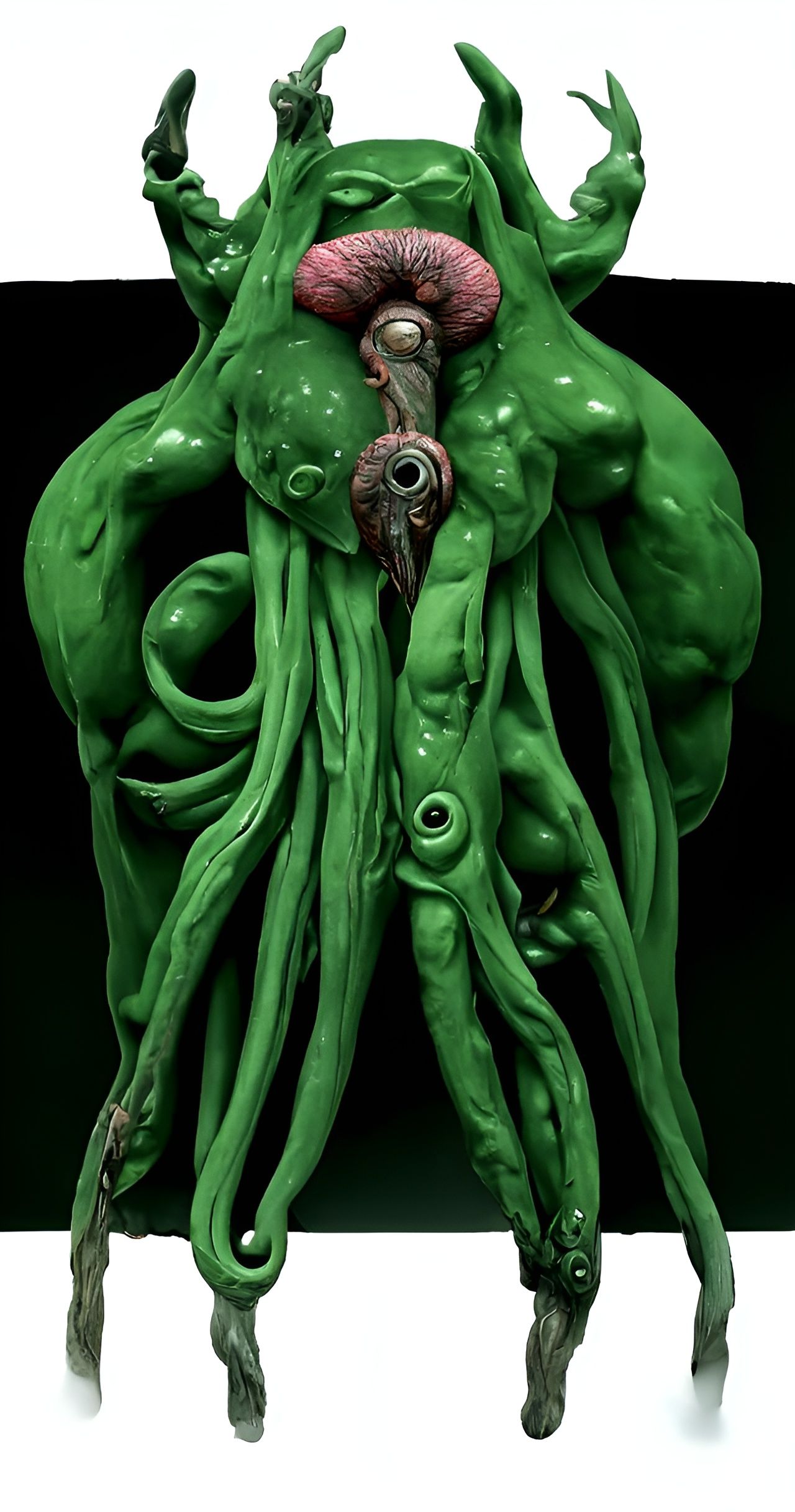 Unreasonable Woman with Eagle Head in Horror Art