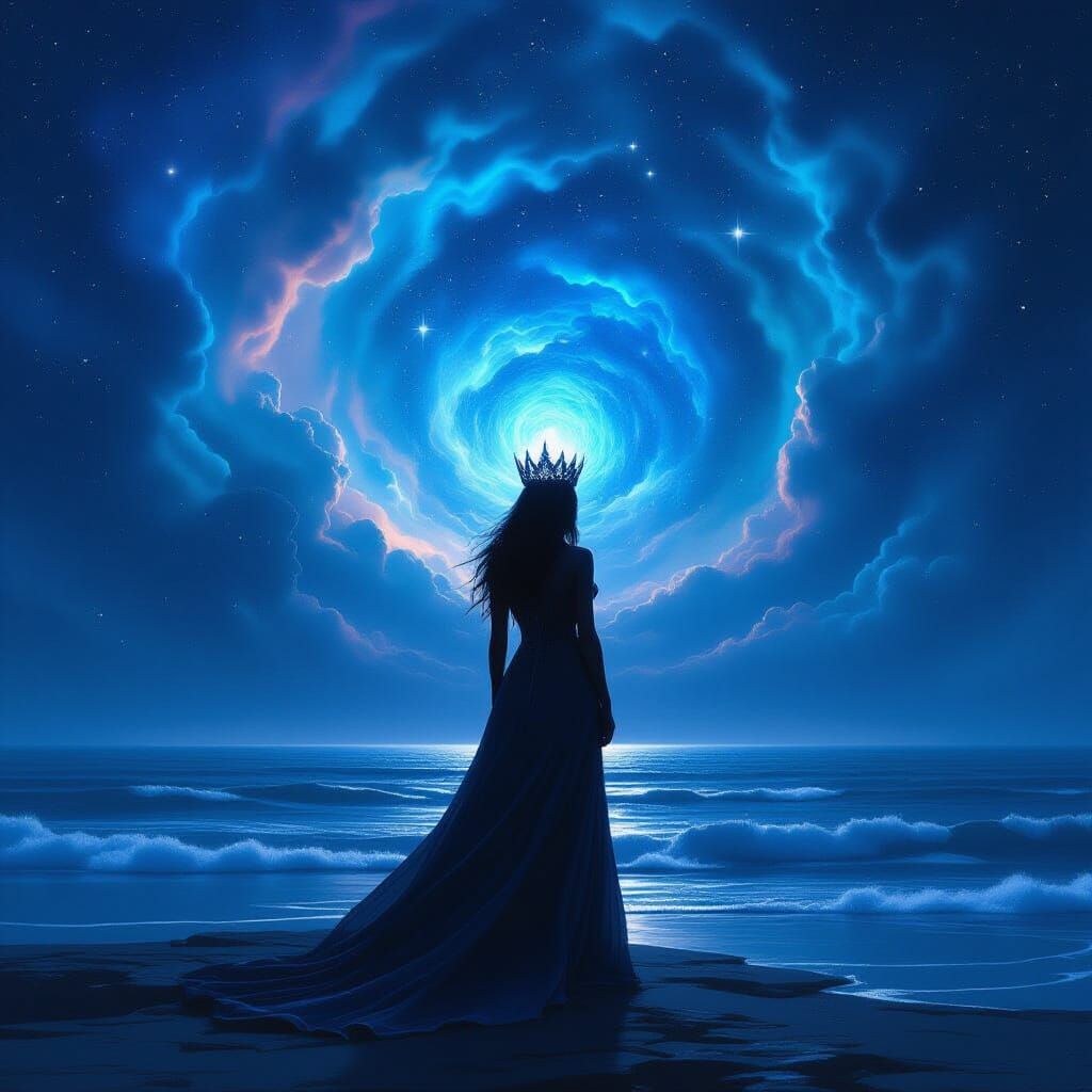 Cosmic Starlight Woman in Surreal Nebulae