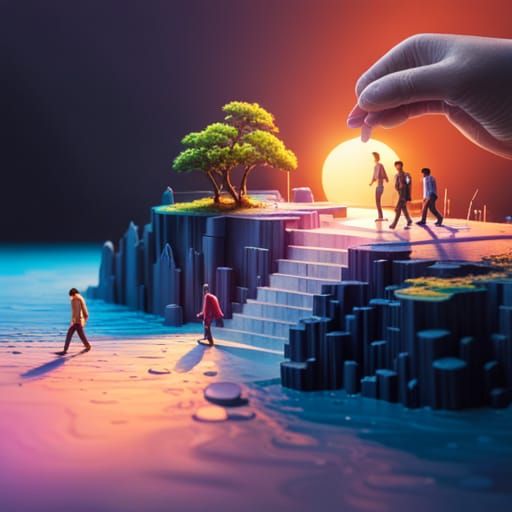 Hyperrealistic Miniature World with Tiny People