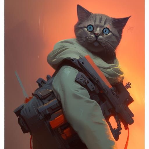 Hyperdetailed Soldier Cat Concept Art