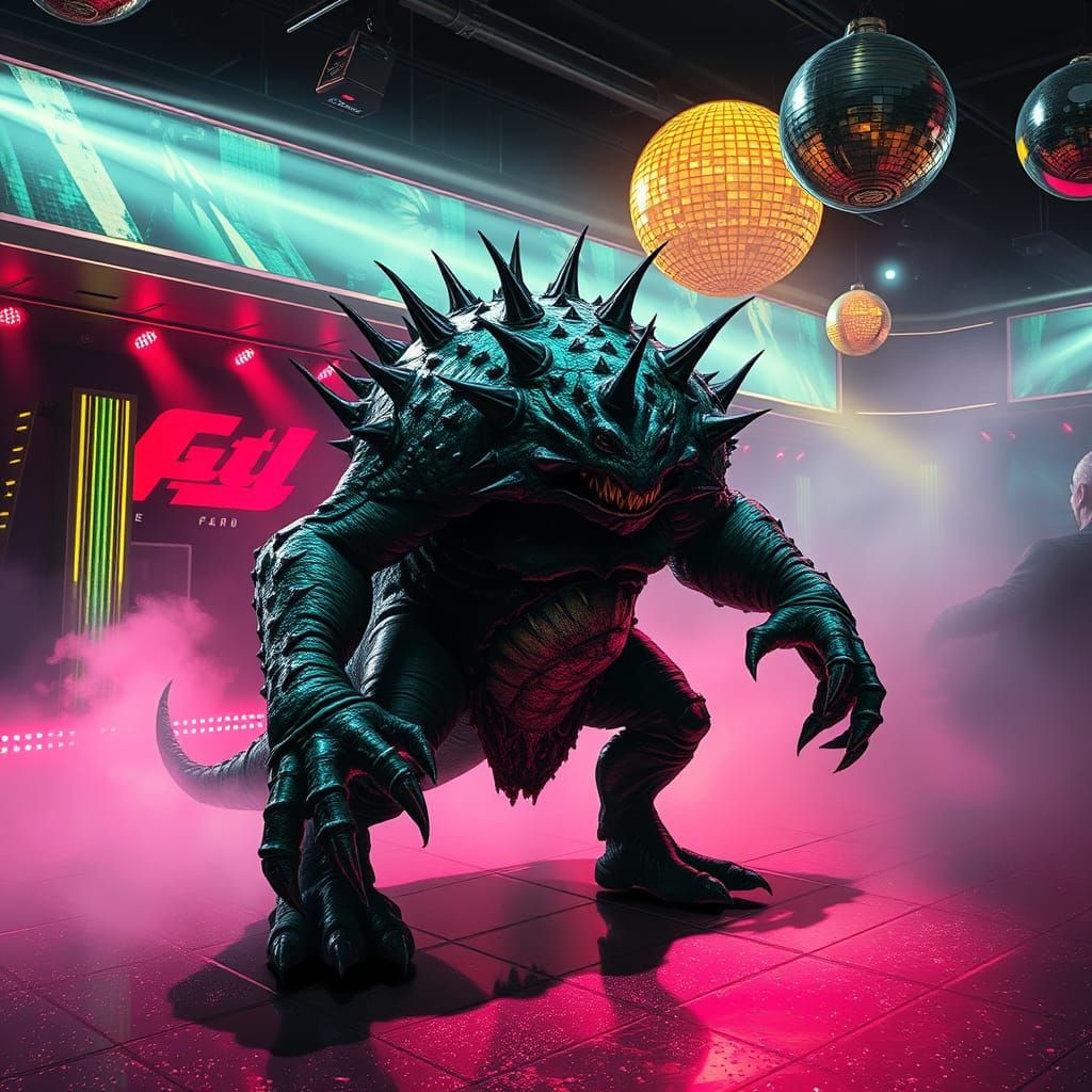 Cyberpunk Monster Dominates Retro-Futuristic Disco Floor