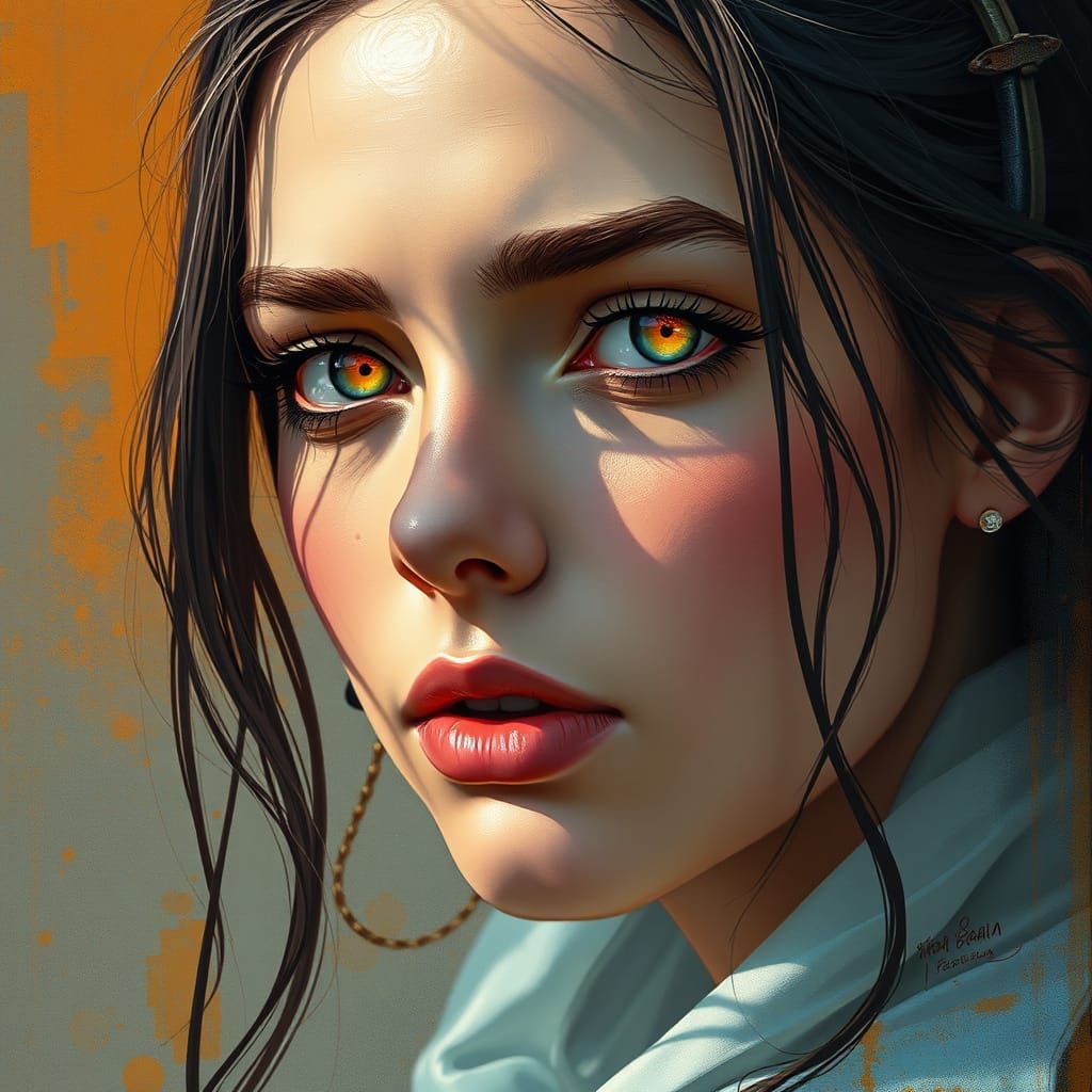 Vivid Woman with Graffiti Paint Aesthetic