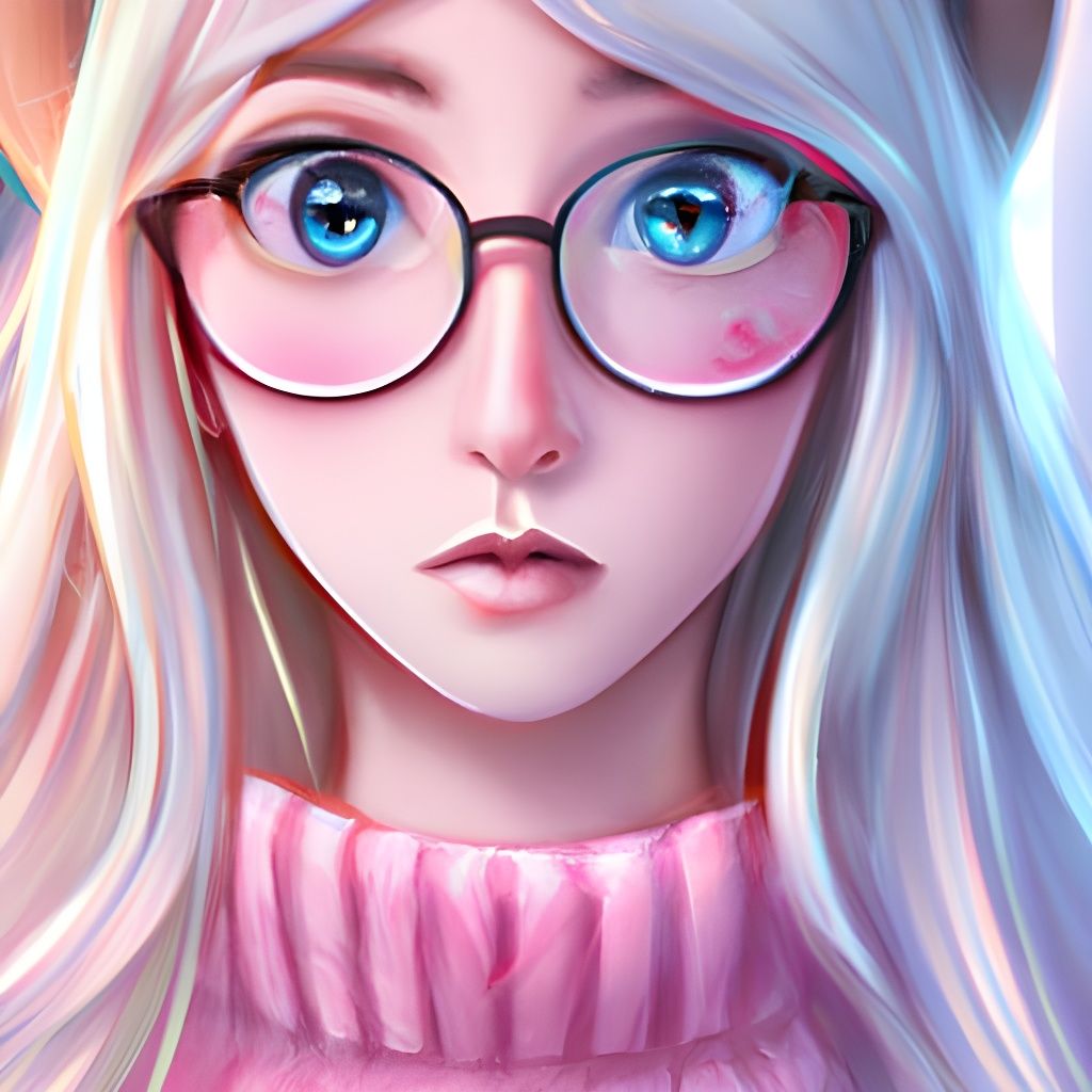 Anime Woman with Blonde Hair and Pink Beanie