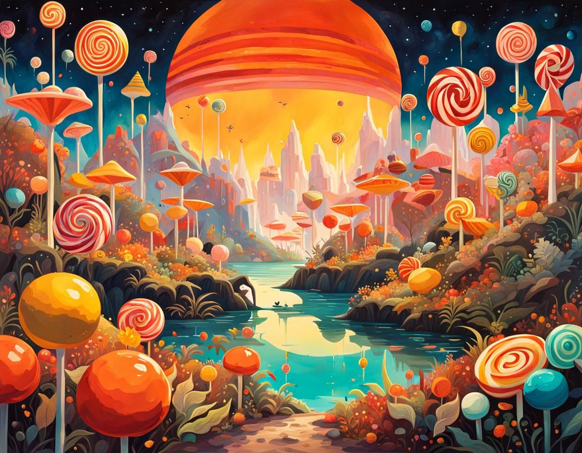 Tropical Candy Landscape in Burtonesque Style